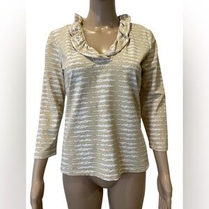 J McLaughlin Stylish Tan and White Women's Top size S
